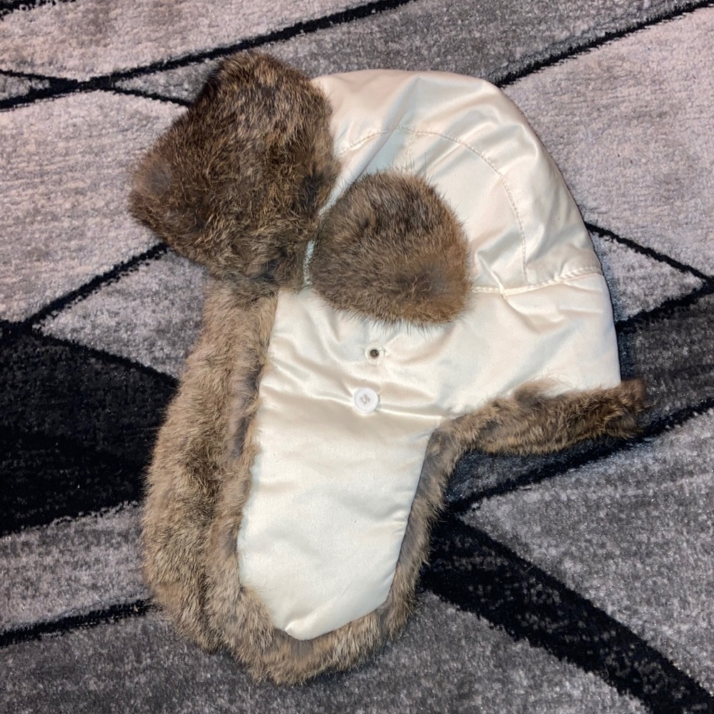 Off white with real fur winter hat